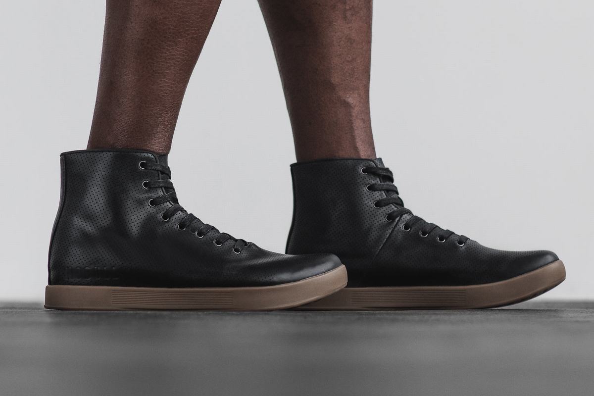 Basket Nobull High-Top Leather Trainer Homme Noir | RE3485019