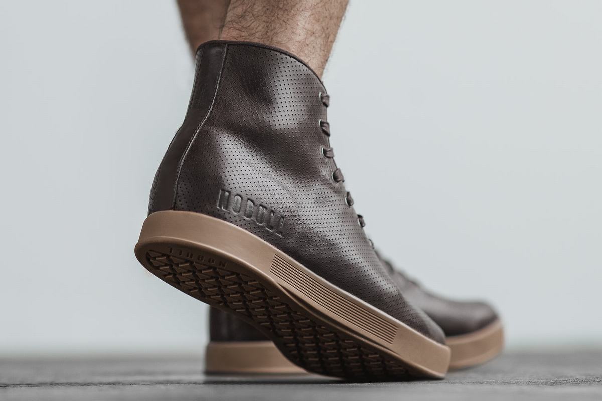 Basket Nobull High-Top Leather Trainer Homme Marron | UO5260347