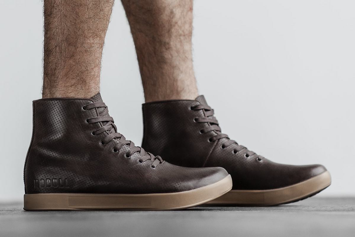 Basket Nobull High-Top Leather Trainer Homme Marron | UO5260347