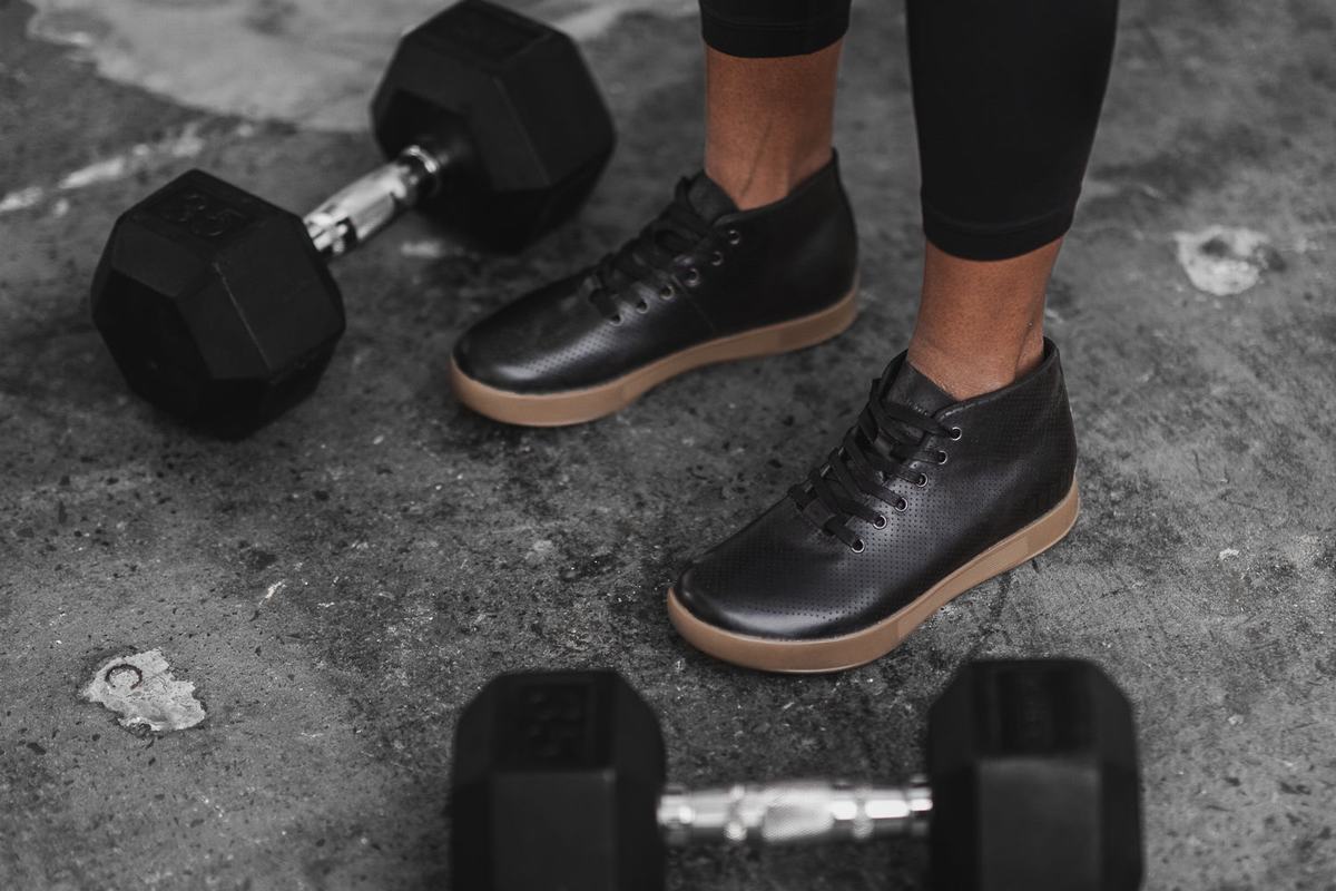 Basket Nobull Leather Mid Trainer Femme Noir | EU5071864