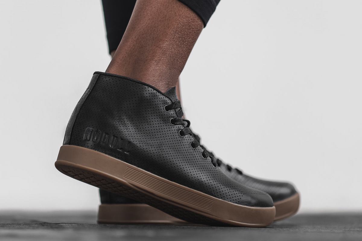 Basket Nobull Leather Mid Trainer Femme Noir | EU5071864