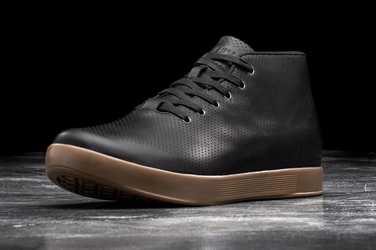 Basket Nobull Leather Mid Trainer Femme Noir | EU5071864