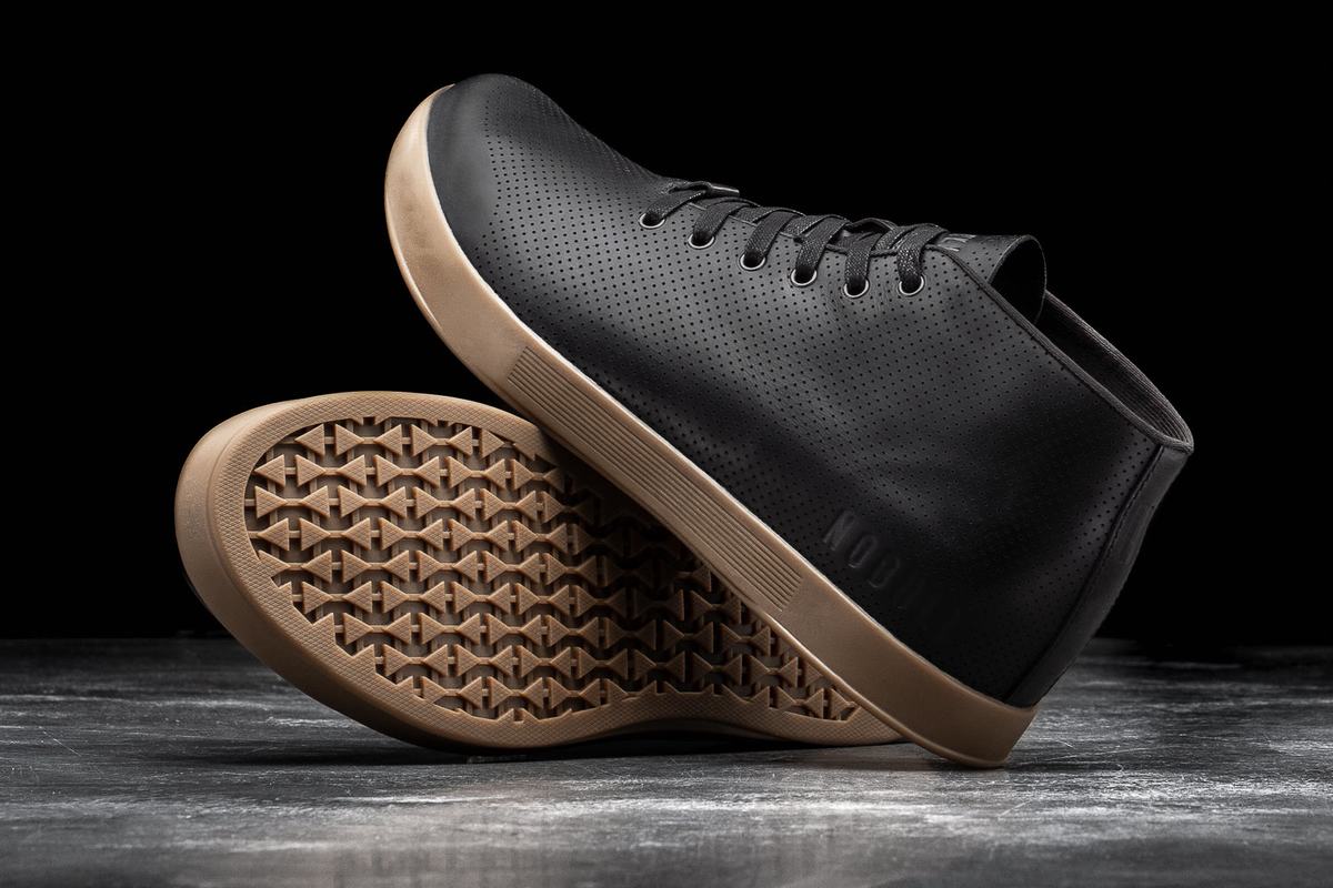 Basket Nobull Leather Mid Trainer Femme Noir | EU5071864