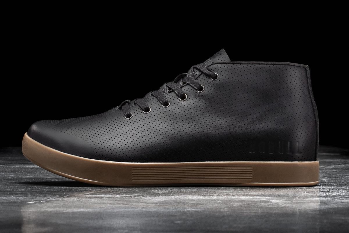 Basket Nobull Leather Mid Trainer Femme Noir | EU5071864