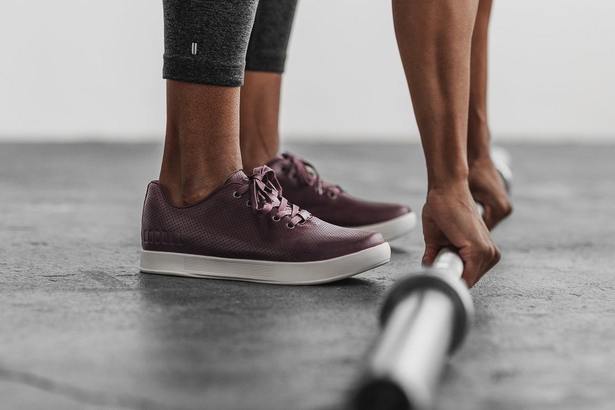 Basket Nobull Leather Trainer Femme Bordeaux | TK1936250