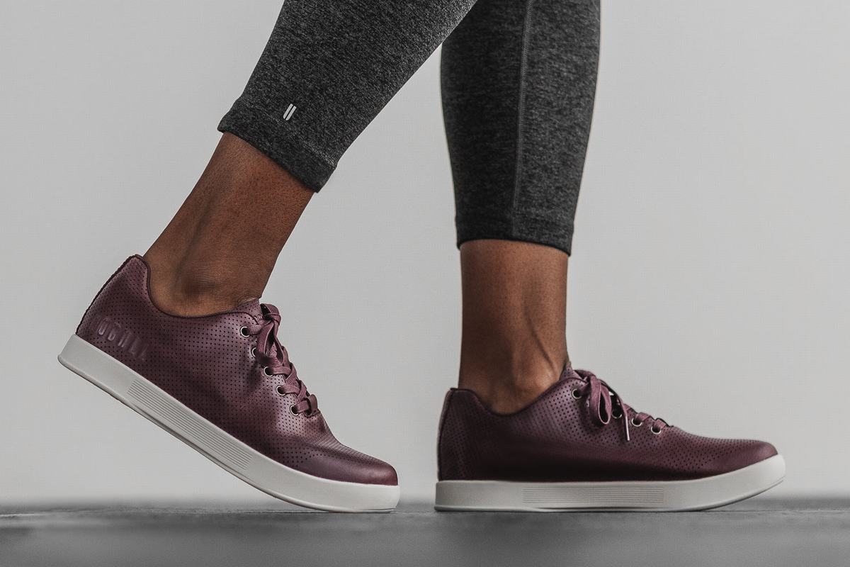 Basket Nobull Leather Trainer Femme Bordeaux | TK1936250