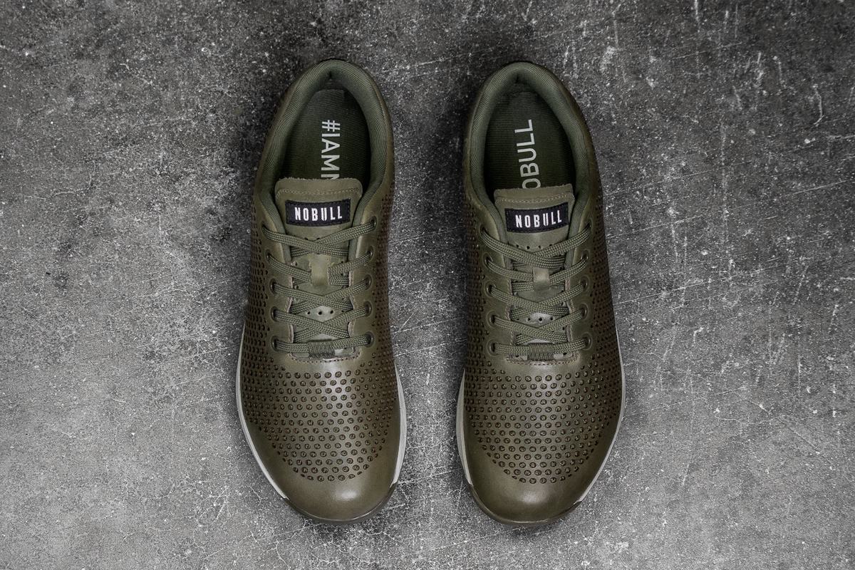 Basket Nobull Leather Trainer Femme Vert Olive | BD4859132