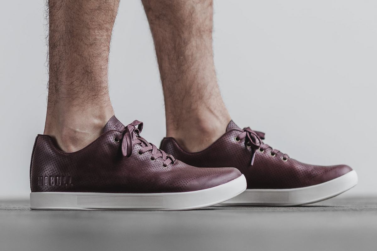 Basket Nobull Leather Trainer Homme Bordeaux | XZ9241365