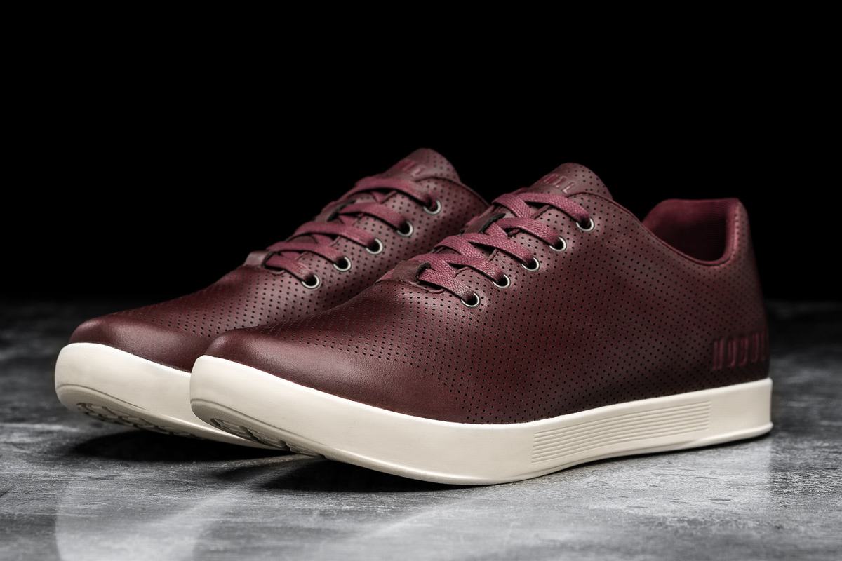 Basket Nobull Leather Trainer Homme Bordeaux | XZ9241365