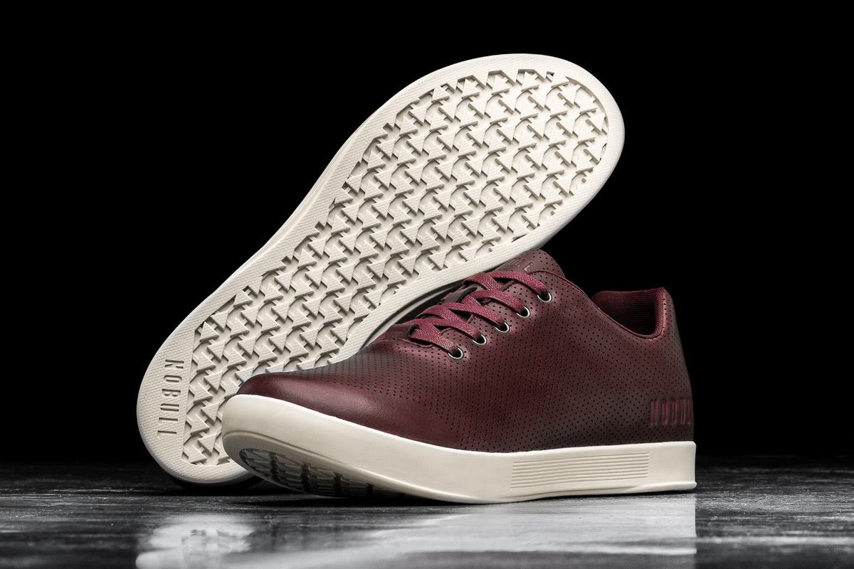 Basket Nobull Leather Trainer Homme Bordeaux | XZ9241365