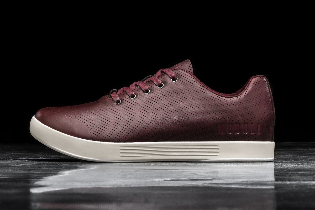 Basket Nobull Leather Trainer Homme Bordeaux | XZ9241365