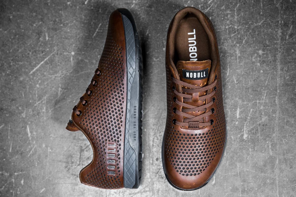 Basket Nobull Leather Trainer Homme Cafe | OU6912078