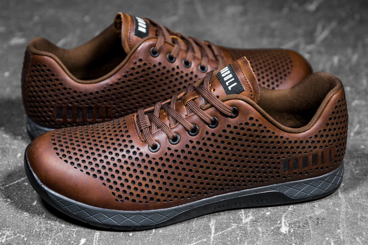 Basket Nobull Leather Trainer Homme Cafe | OU6912078