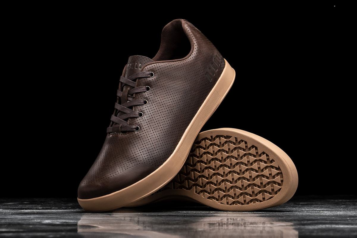 Basket Nobull Leather Trainer Homme Marron | MK3258061