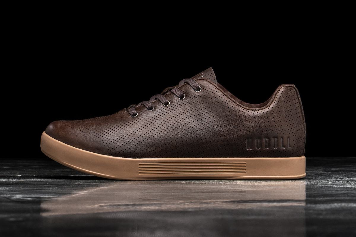 Basket Nobull Leather Trainer Homme Marron | MK3258061
