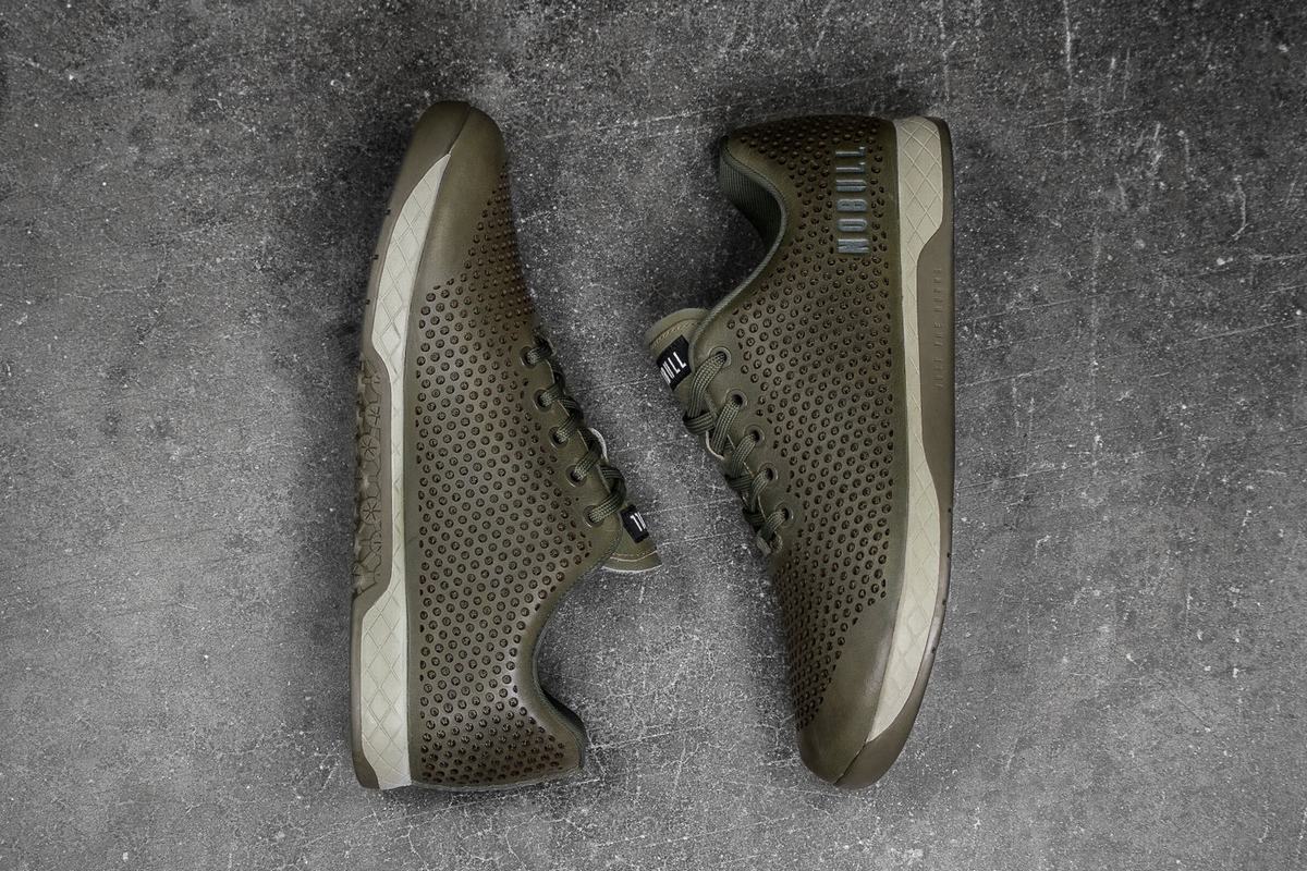 Basket Nobull Leather Trainer Homme Vert Olive | TM8762510