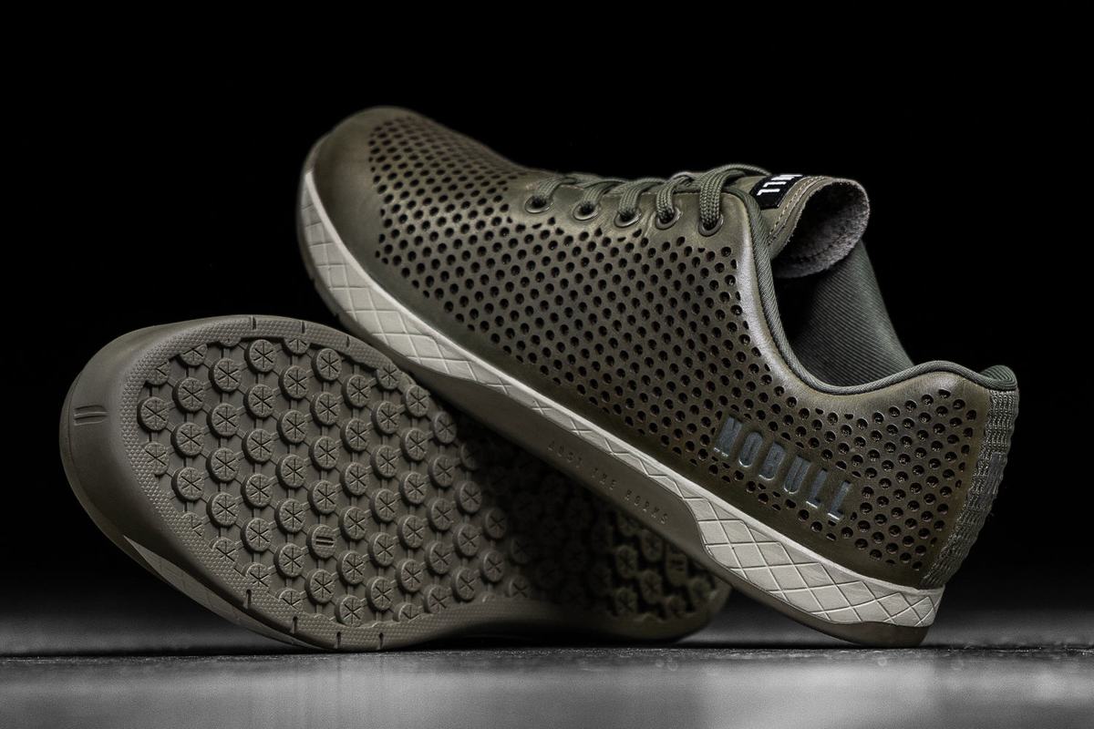 Basket Nobull Leather Trainer Homme Vert Olive | TM8762510