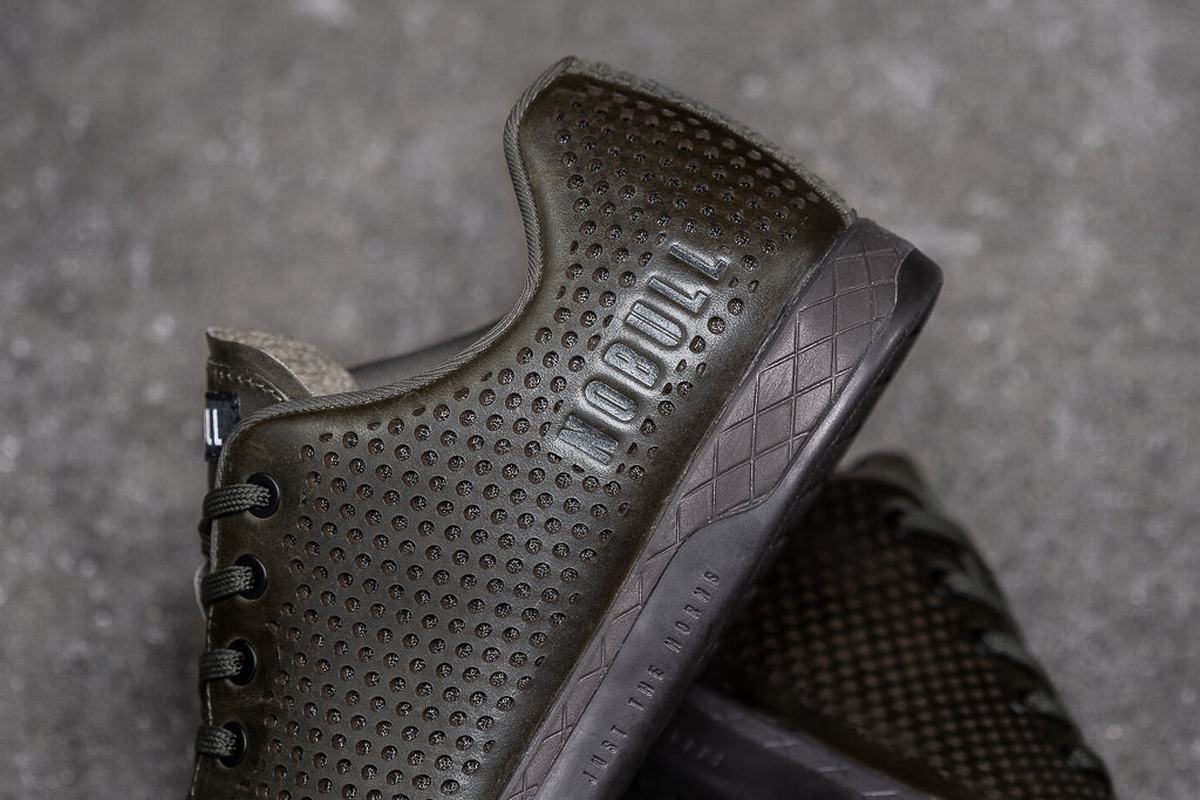 Basket Nobull Leather Trainer Homme Vert Olive | VI3821479