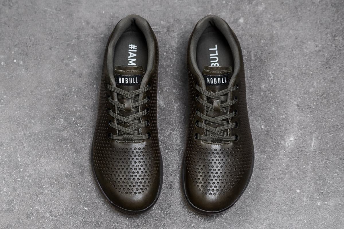 Basket Nobull Leather Trainer Homme Vert Olive | VI3821479