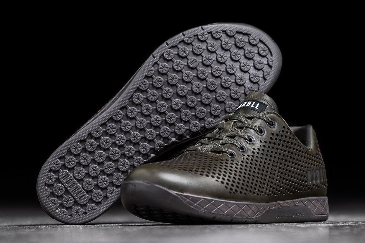 Basket Nobull Leather Trainer Homme Vert Olive | VI3821479