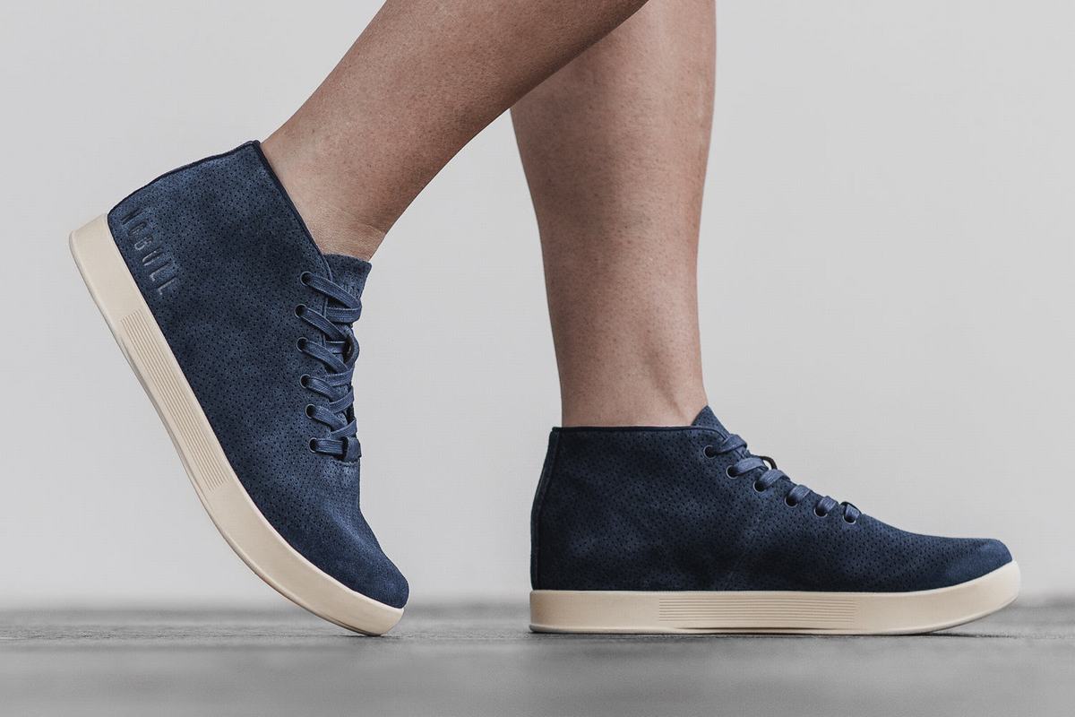 Basket Nobull Suede Mid Trainer Femme Bleu Marine Blanche | LA3092815