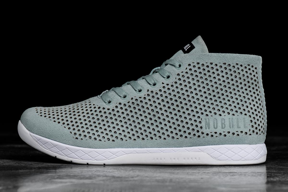 Basket Nobull Suede Mid Trainer Femme Vert | WN3571846