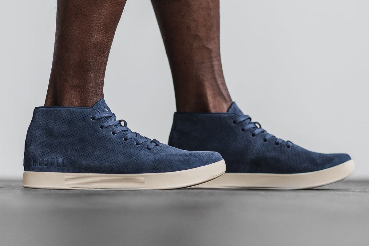 Basket Nobull Suede Mid Trainer Homme Bleu Marine Blanche | DL4379528