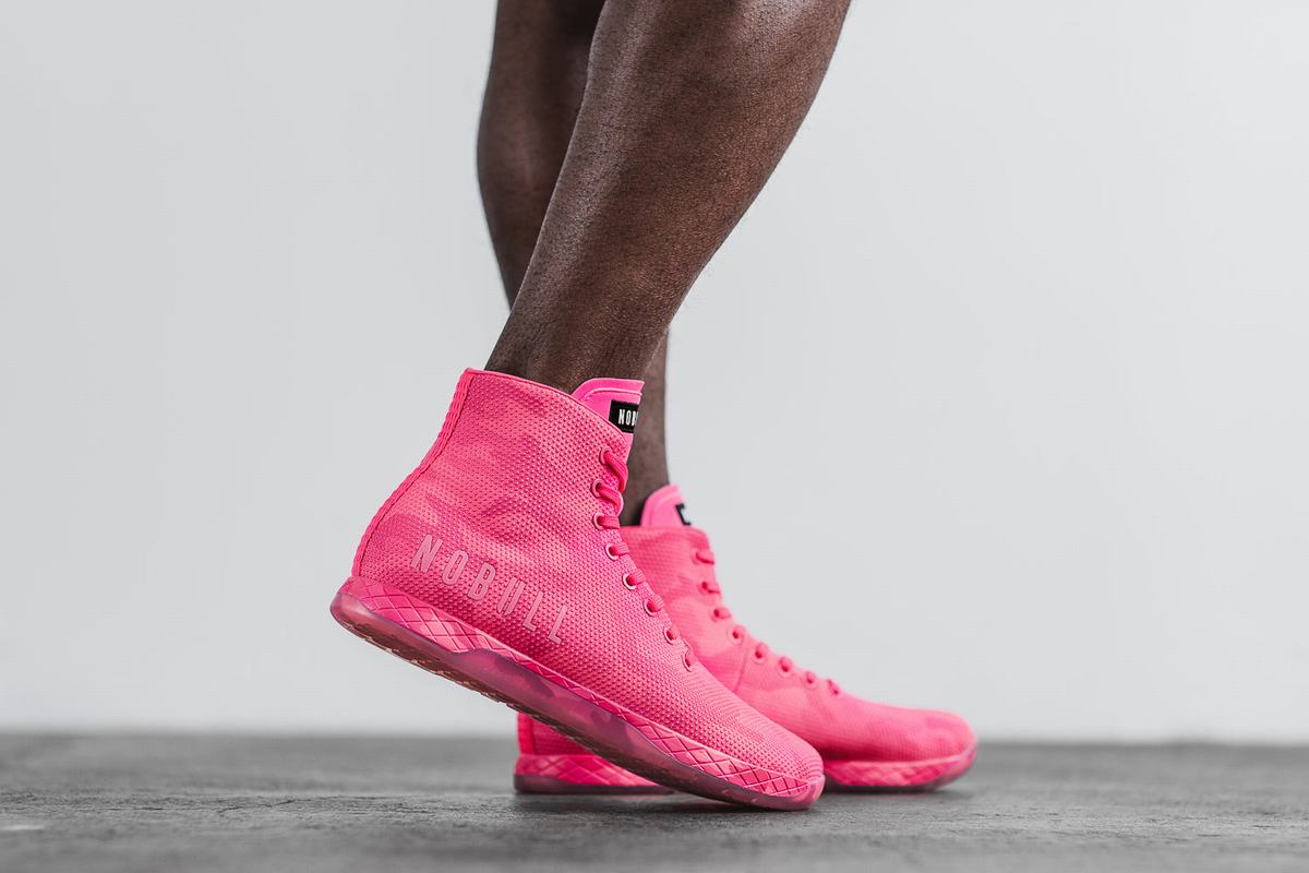 Basket Nobull Superfabric High-Top Neon Trainer Homme Rose Camouflage | NR8523907