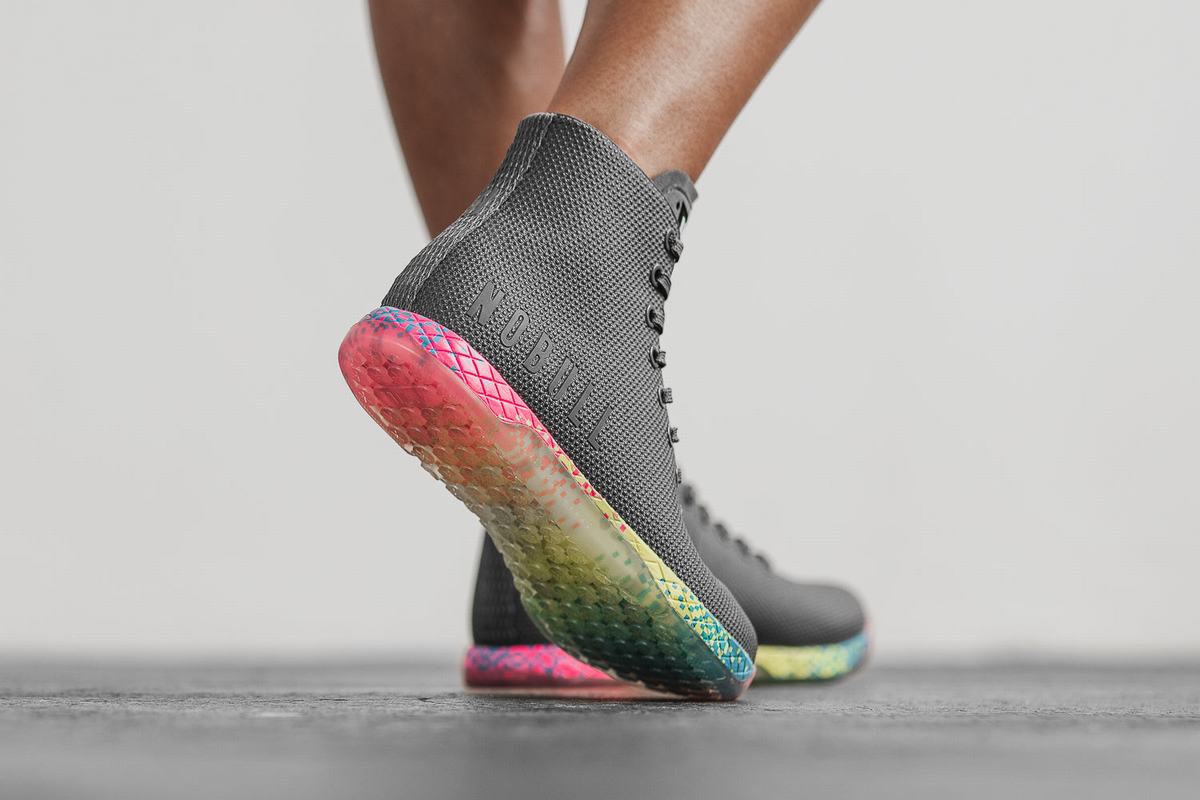 Basket Nobull Superfabric High-Top Neon Trainer Femme Grise Foncé | PL6857943