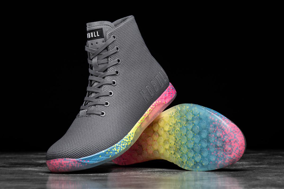 Basket Nobull Superfabric High-Top Neon Trainer Femme Grise Foncé | PL6857943
