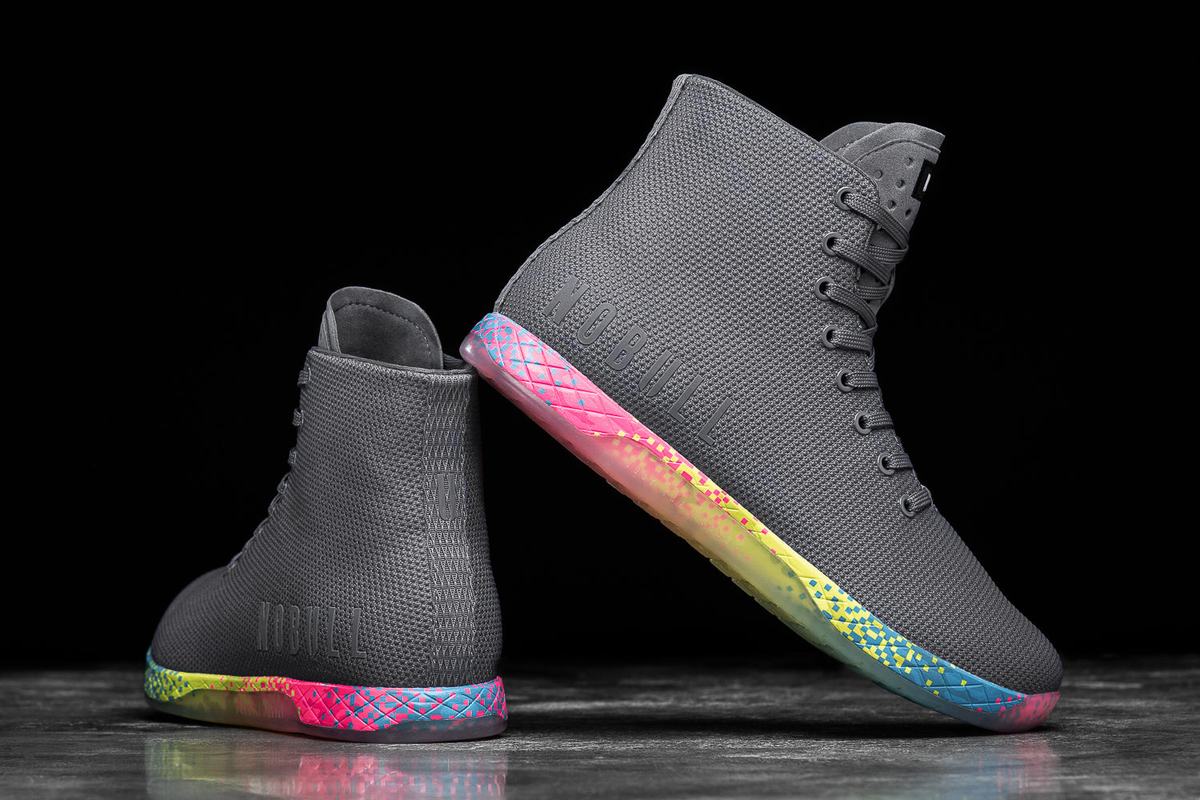 Basket Nobull Superfabric High-Top Neon Trainer Femme Grise Foncé | PL6857943