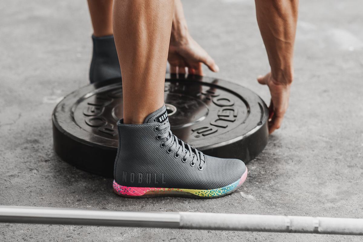 Basket Nobull Superfabric High-Top Neon Trainer Femme Grise Foncé | PL6857943