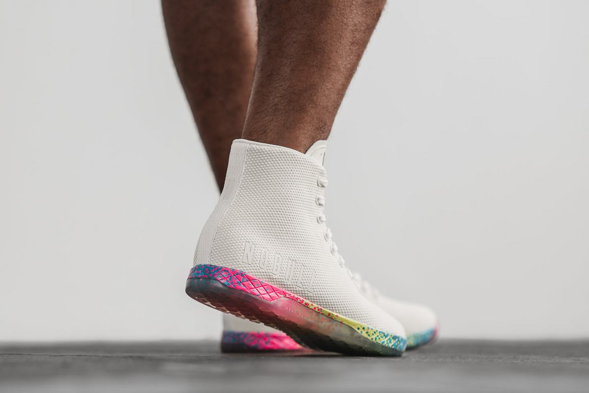 Basket Nobull Superfabric High-Top Neon Trainer Homme Blanche | PN0693147
