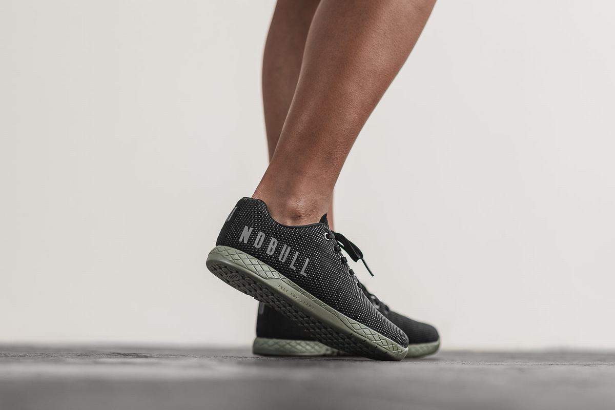 Basket Nobull Superfabric Trainer Femme Noir Vert Foncé | DN3712548