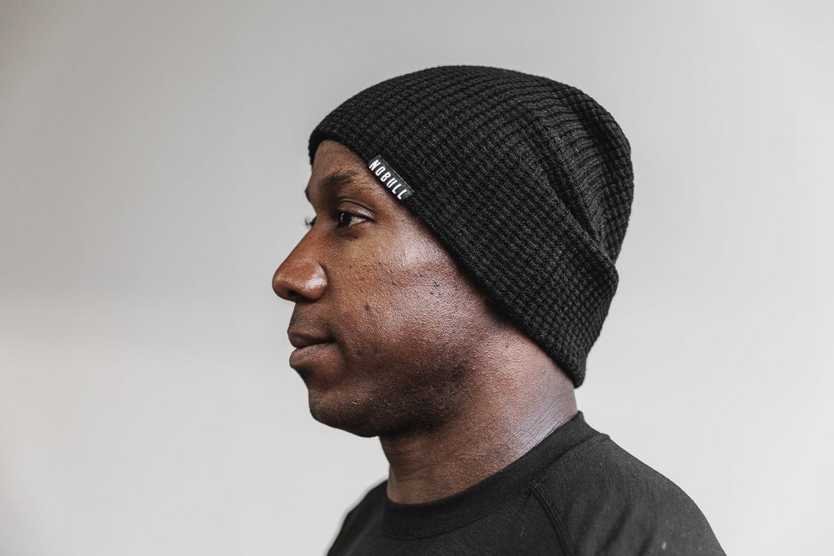 Bonnet Nobull Waffle Beanie Homme Noir | SZ0645297