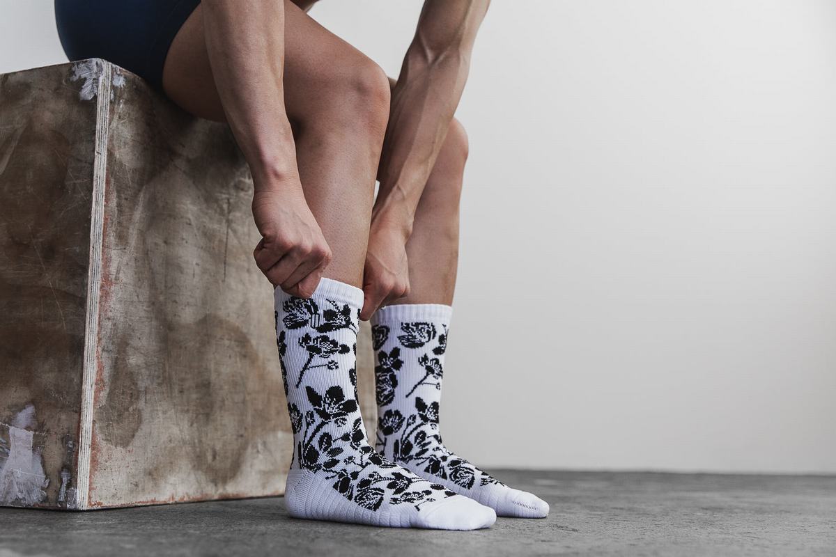 Chaussettes Nobull Crew Homme Blanche Rose | DQ3478021