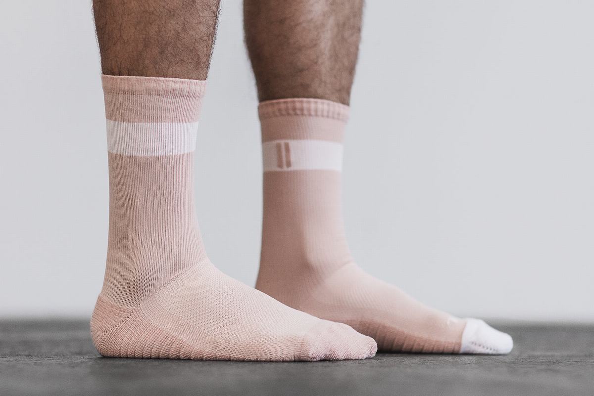 Chaussettes Nobull Crew Homme Rose Blanche | LD3905468