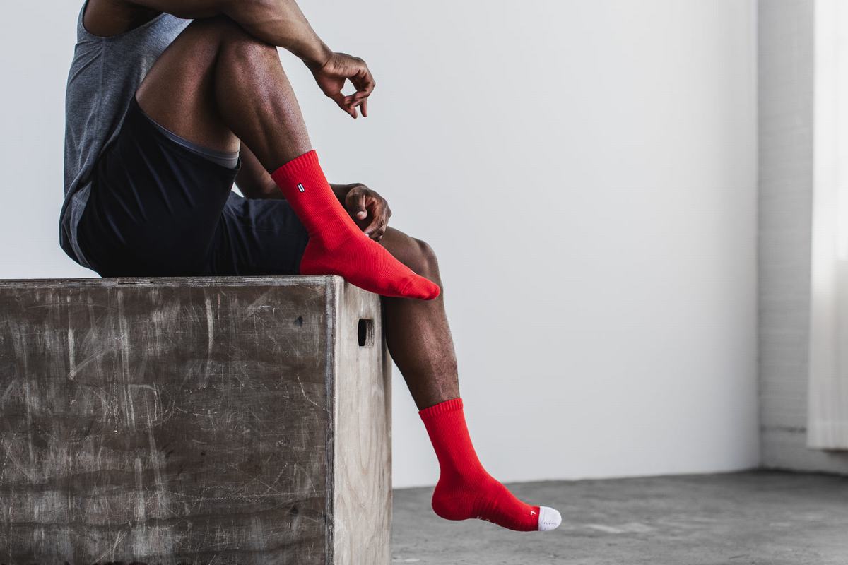 Chaussettes Nobull Crew Homme Rouge Blanche | DF0583967