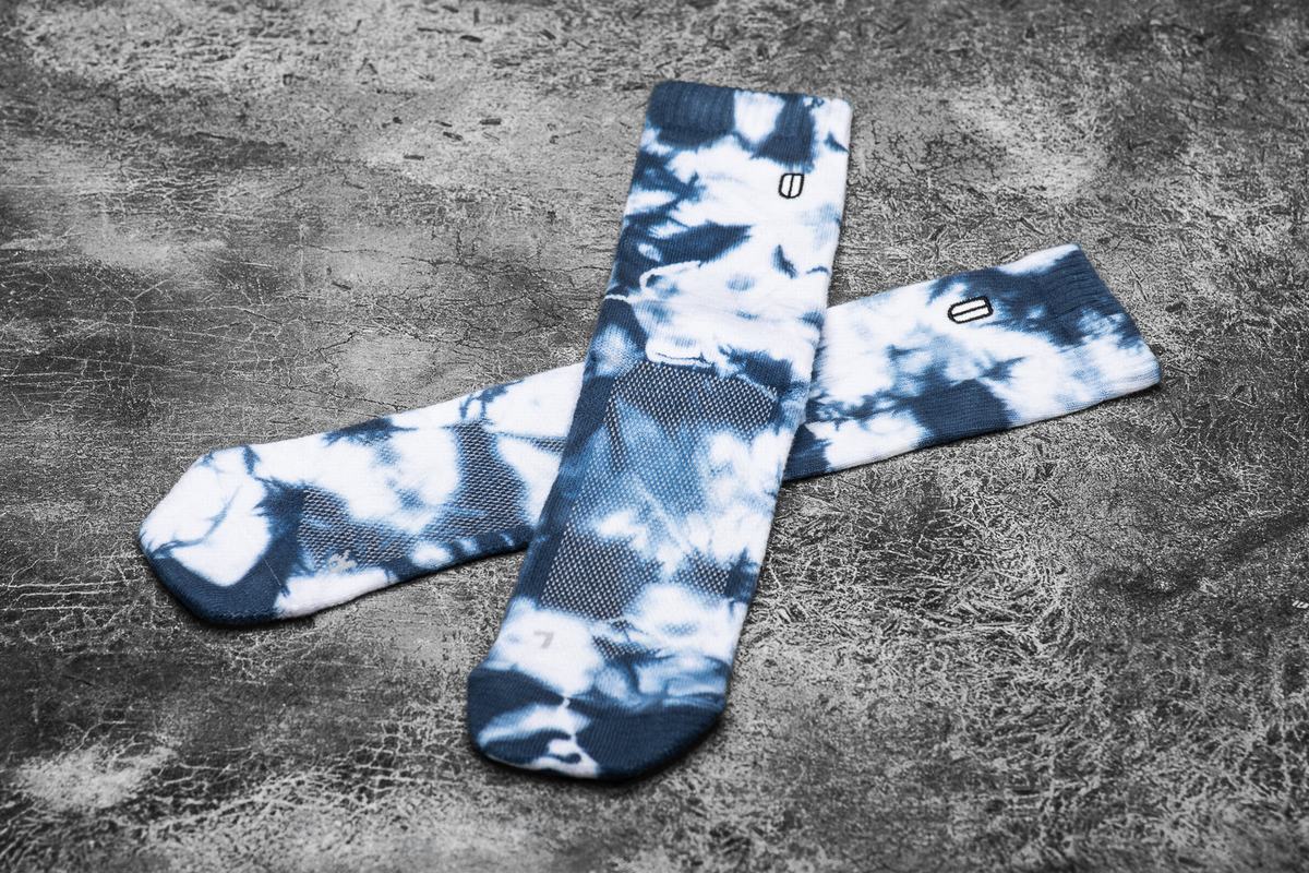 Chaussettes Nobull Crew Tie-Dye Homme Blanche Bleu Marine | RP9168450