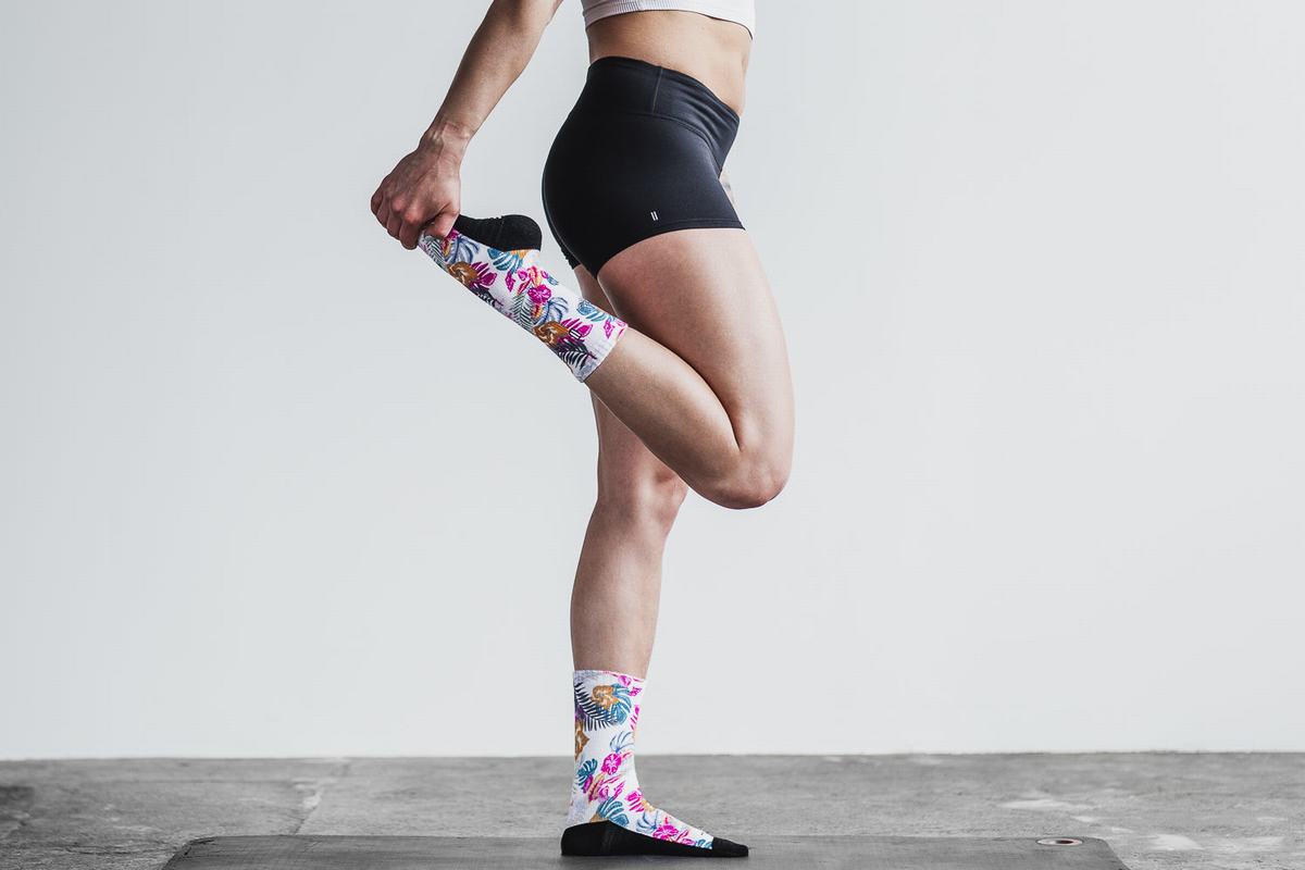 Chaussettes Nobull Crew Tropical Femme Blanche | OL2674518