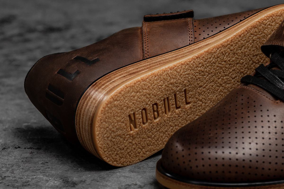 Chaussure Halterophilie Nobull Leather Homme Cafe | WZ5976321