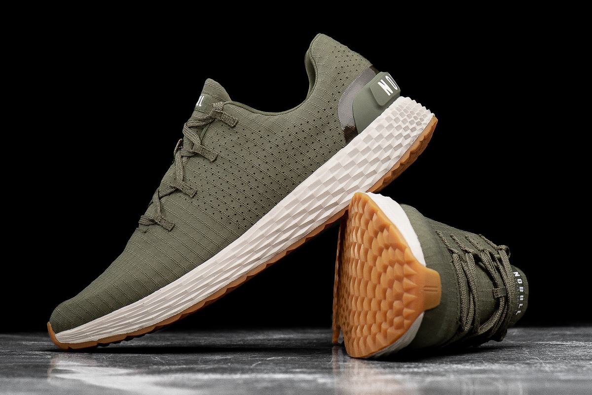 Chaussures Running Nobull Army Ripstop Runner Homme Vert Olive | ZA1470986