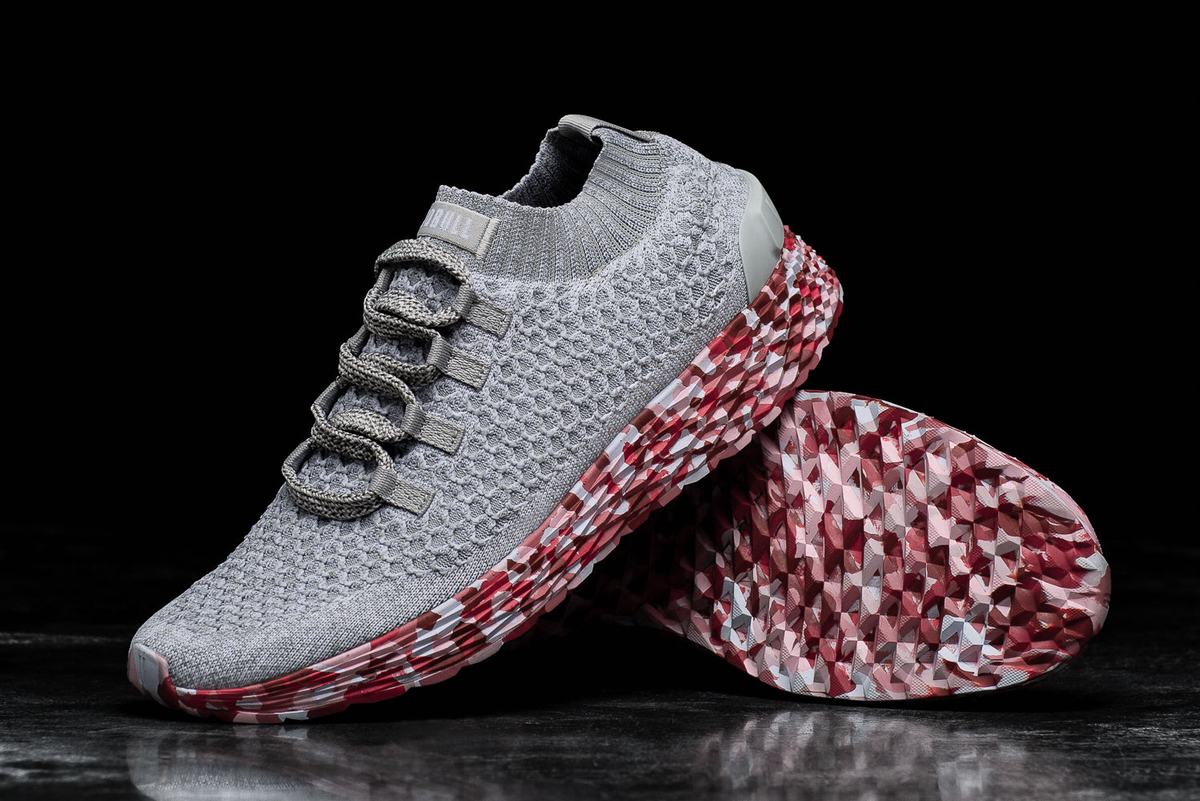 Chaussures Running Nobull Knit Runner Femme Grise Rouge | UJ2164083