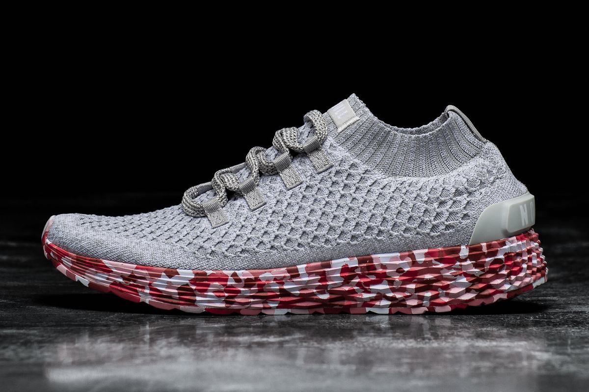 Chaussures Running Nobull Knit Runner Femme Grise Rouge | UJ2164083
