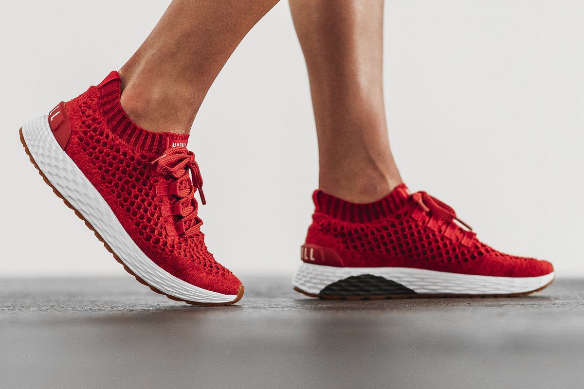 Chaussures Running Nobull Knit Runner Femme Rouge | XB4360271