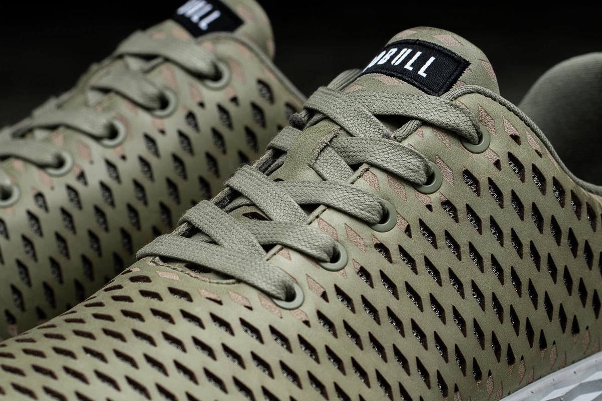 Chaussures Running Nobull Leather Runner Homme Vert Olive | AF2689317