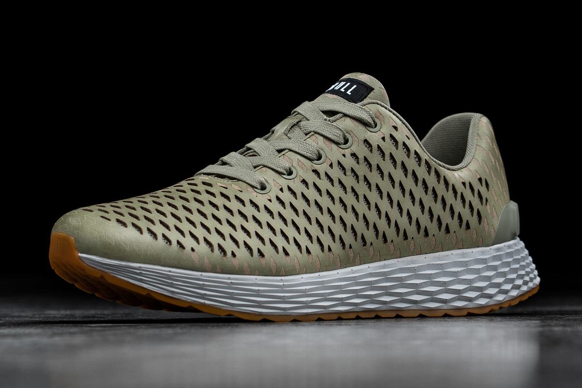 Chaussures Running Nobull Leather Runner Homme Vert Olive | AF2689317