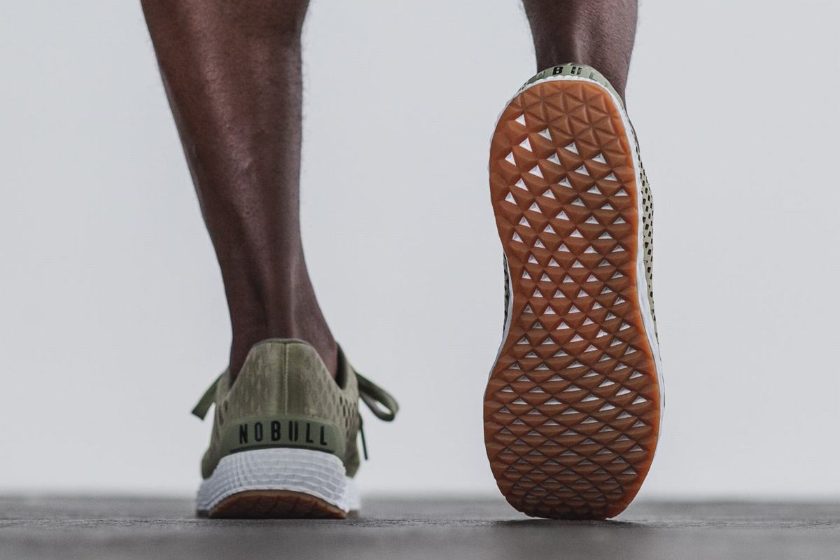 Chaussures Running Nobull Leather Runner Homme Vert Olive | AF2689317