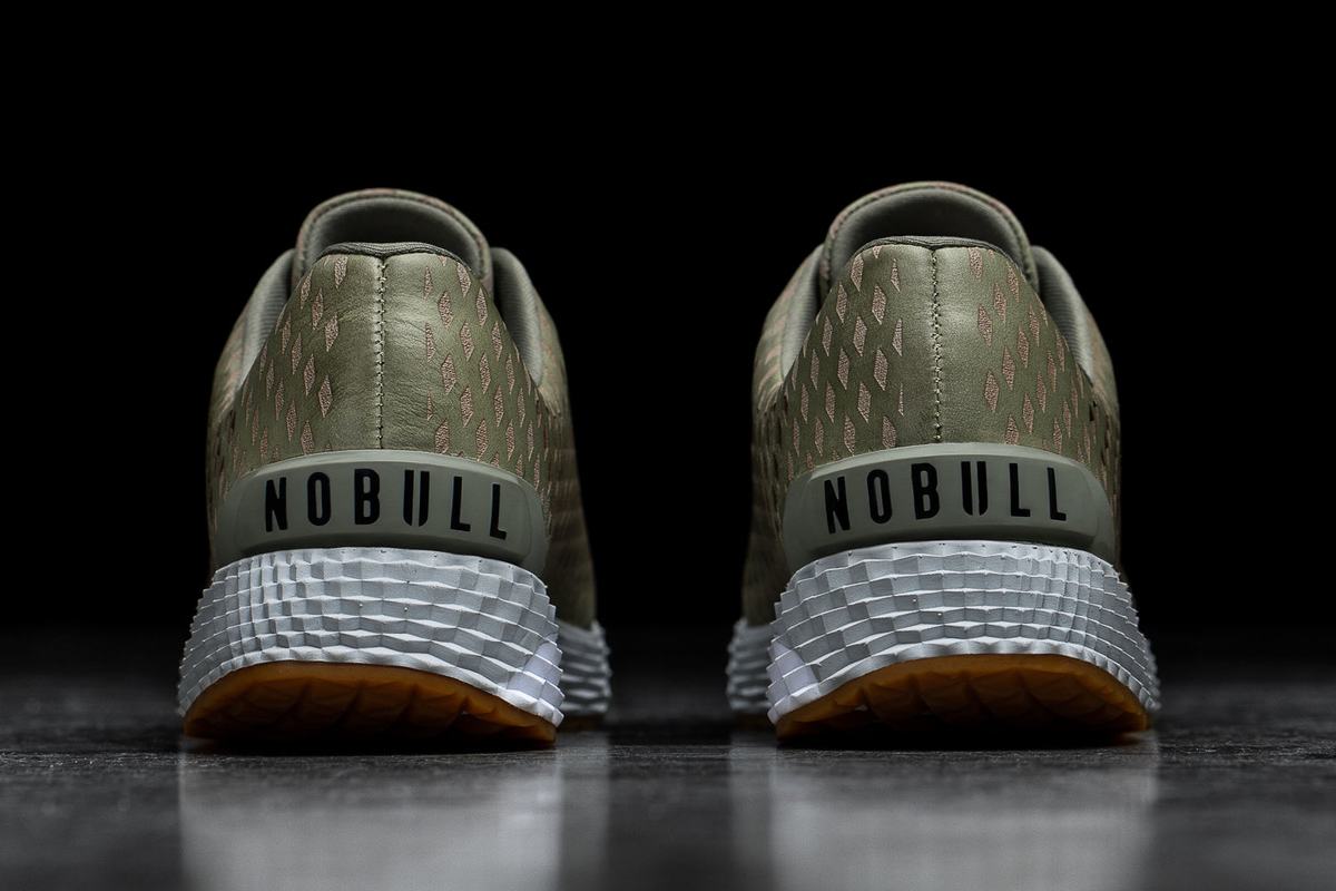 Chaussures Running Nobull Leather Runner Homme Vert Olive | AF2689317