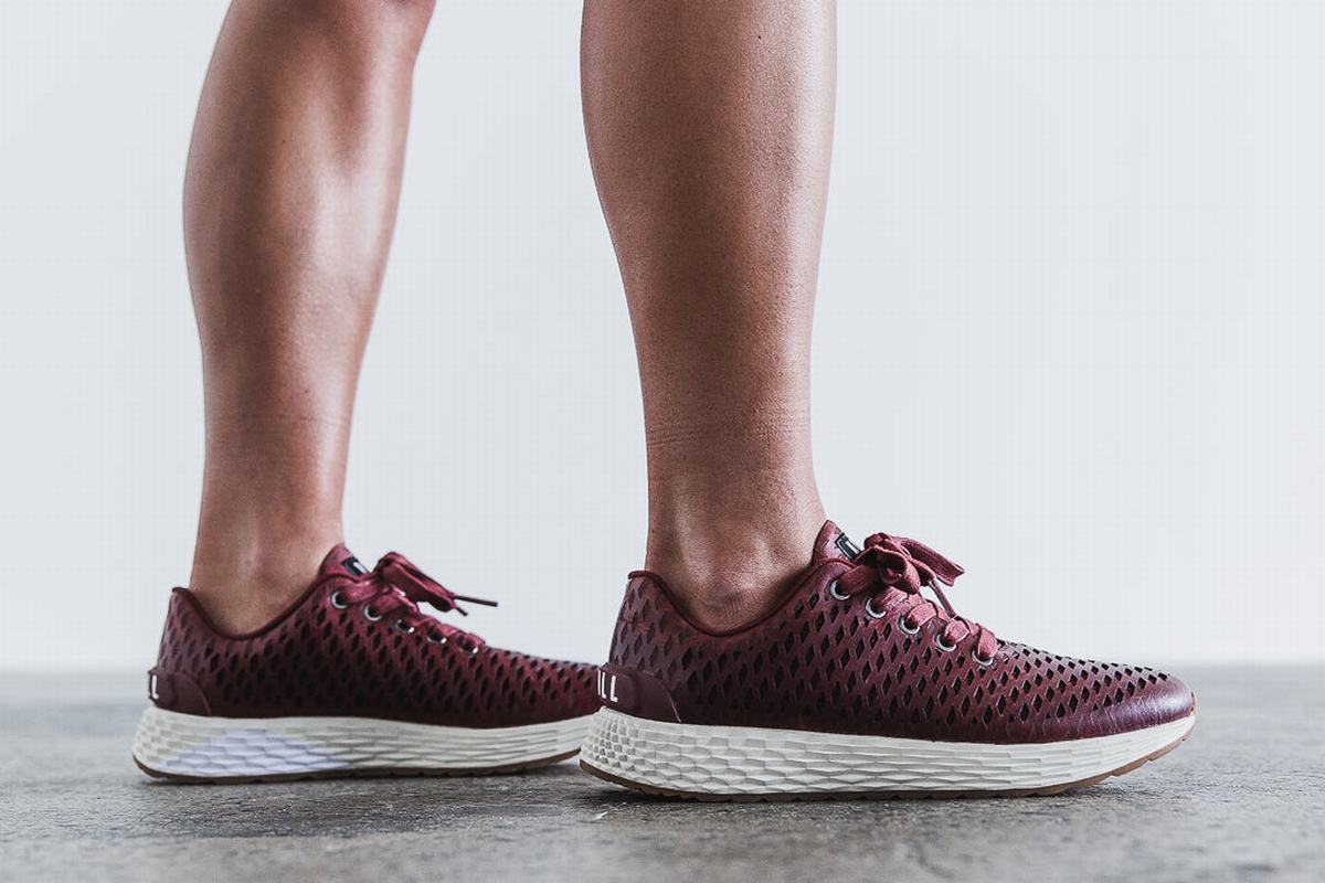 Chaussures Running Nobull Leather Runner Femme Bordeaux | QP9046872